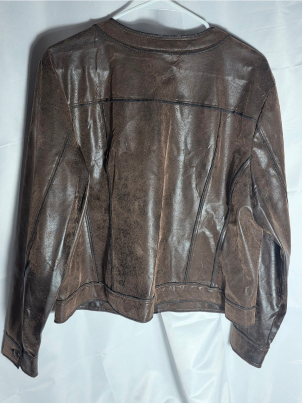 Women's Ruby Rd. Brown Faux Leather Jacket 16 bikercore sexy western cowgirl - Picture 7 of 8